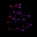 a 3d model of a structure with red and blue balls