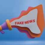 a fake news megaphone with the word fake news coming out of it