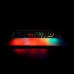 black and red laptop computer