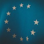 blue and white star print textile