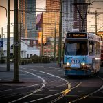 a couple of buses on a street